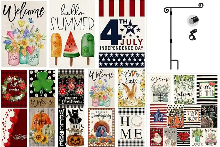 Detailed view of Best Holiday Garden Flag Displays