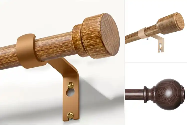 Detailed view of Best Wood Grain Curtain Rods